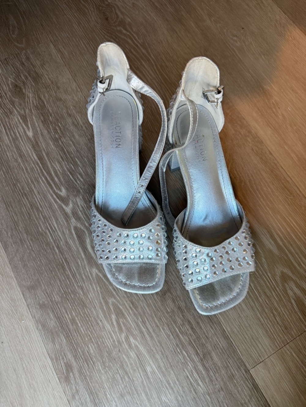 Silver Studded Slingback Heels -
